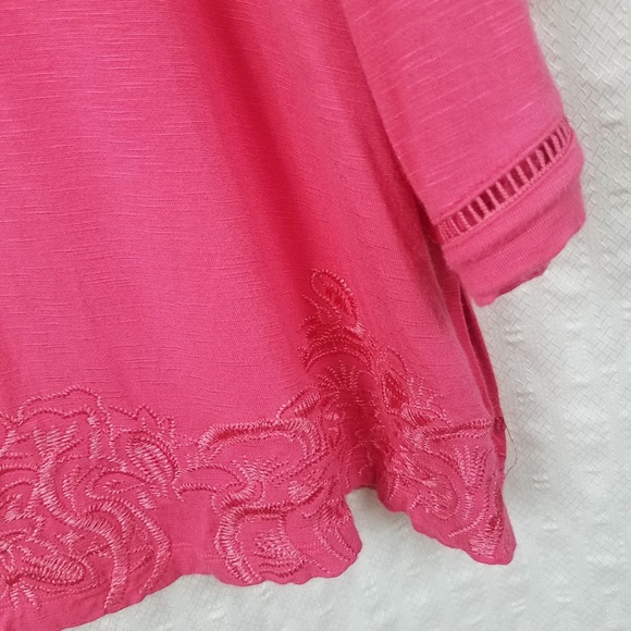 Rafaella Women's BoHo Style Embroidered Tie Neck Long Sleeve XL Blouse Shirt Top - Picture 5 of 8